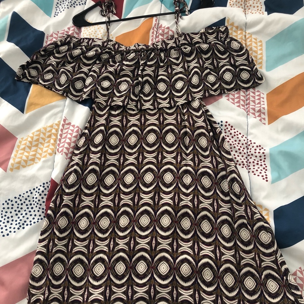 H&M patterned off shoulder dress